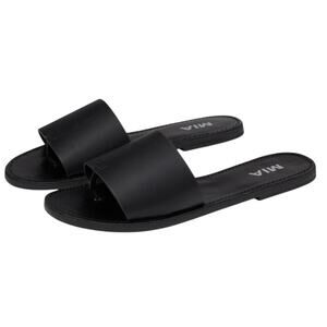 Mia Valentina Black Flat Minimalist Thong Sandals Size 9.5 NWT